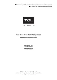 Notice TCL RP631SLE1 Réfrigérateur