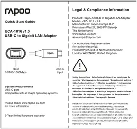 Notice RAPOO UCA-1016 Agrafeuse