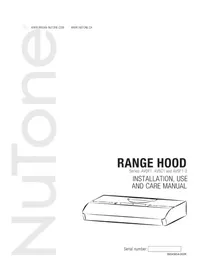 Notice NuTone AVSC130SS Hotte