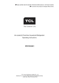 Notice TCL RP470CSE1 Réfrigérateur