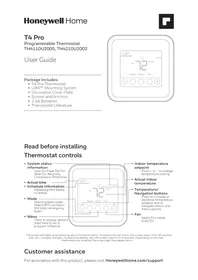 Notice HONEYWELL T4 PRO TH4110U2005 Thermostat