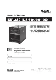 Notice LINCOLN ELECTRIC IDEALARC R3R-300 Poste à souder