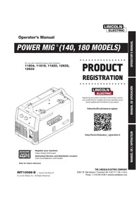 Notice LINCOLN ELECTRIC POWER MIG 140/180 Poste à souder