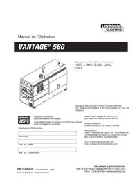Notice LINCOLN ELECTRIC VANTAGE 580 Poste à souder
