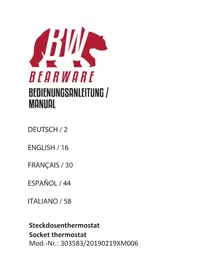 Notice Bearware 303583 Thermostat