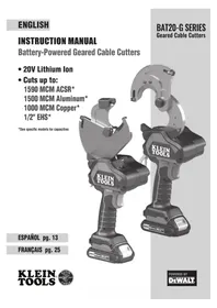 Notice Klein Tools BAT20GD10 Paire de ciseaux