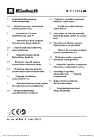 Notice EINHELL TP-ET 18 LI BL Rabot