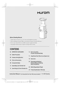Notice Hurom H101 EASY CLEAN Extracteur de jus