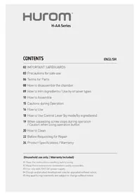 Notice Hurom H-AA Extracteur de jus