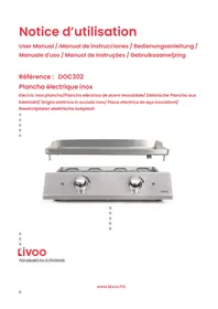 Notice LIVOO DOC302 Plaque de grill