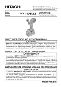 Notice HITACHI WH18DBDL2 Perceuse