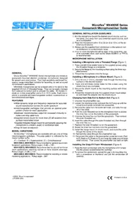 Notice SHURE MICROFLEX MX418SE Microphone