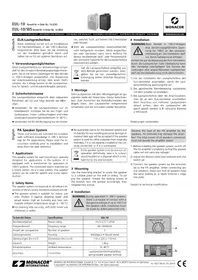 Notice Monacor EUL-10/WS Haut-parleur