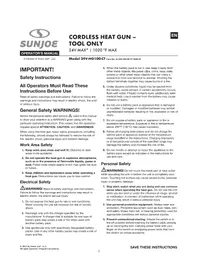 Notice Sun Joe 24V-HG100-CT Pistolet thermique
