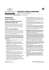 Notice Snow Joe SJ625E Souffleur à neige