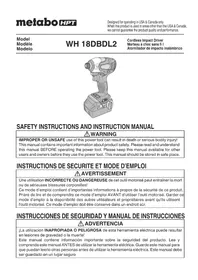 Notice HiKOKI WH18DBDL2 Perceuse