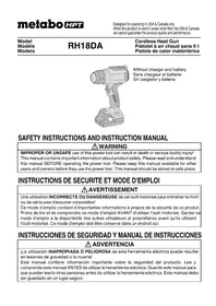 Notice HiKOKI RH18DA Pistolet thermique