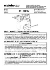 Notice HiKOKI DH18DSL Marteau