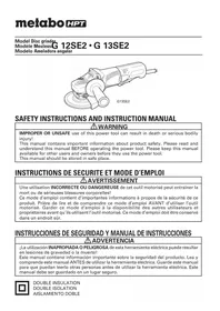 Notice HiKOKI G12SE2 Broyeur