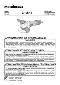 Notice HiKOKI G12SA4 Broyeur
