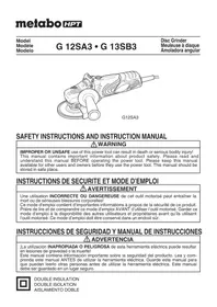 Notice HiKOKI G12SA3 Broyeur