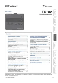 Notice ROLAND V-DRUMS TD-02 Tambour ordinateur