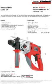 Notice EINHELL E-BH 750 Marteau