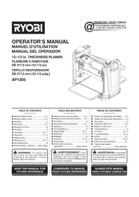 Notice RYOBI AP1305 Rabot