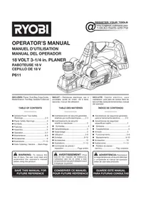 Notice RYOBI P611 Rabot