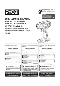 Notice RYOBI P3150 Pistolet thermique