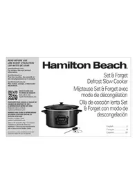 Notice HAMILTON BEACH SET & FORGET 33962 Mijoteuse