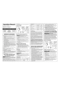 Notice HAMILTON BEACH 59745 Mixeur plongeant