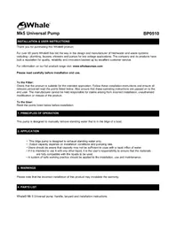 Notice Whale MK5 UNIVERSAL Pompe à eau