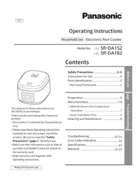 Notice PANASONIC SR-DA182 Cuiseur à riz