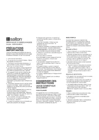 Notice Salton SMW2094BKW Chauffe-Plats