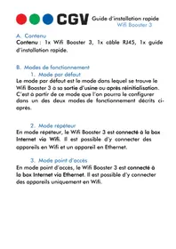 Notice CGV WIFI BOOSTER 3 Antenne WiFi