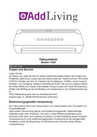 Notice AddLiving V300 Appareils à emballage sous vide