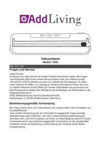 Notice AddLiving V200 Appareils à emballage sous vide
