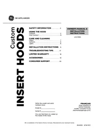 Notice Monogram UVC7300SLSS Hotte
