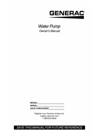 Notice Generac ST20K Pompe à eau