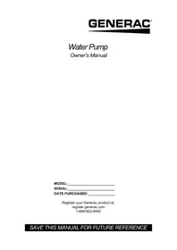 Notice Generac CW15K Pompe à eau