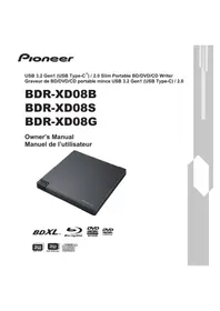 Notice PIONEER BDR-XD08B Disque dur