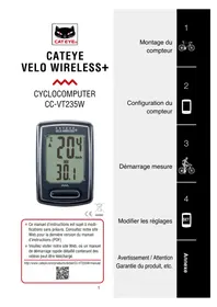Notice Cateye VELO WIRELESS+ CC-VT235W Compteur