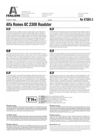 Notice Italeri ALFA ROMEO 8C 2300 ROADSTER Maquettisme