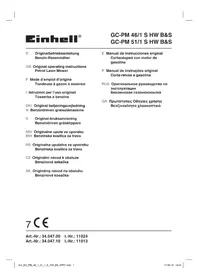 Notice EINHELL GC-PM 51/1 S HW B&S Tondeuse à gazon
