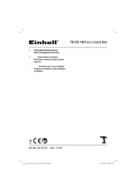 Notice EINHELL TE-CD 18/3 LI-I Perceuse