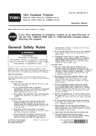 Notice TORO 51435 Coupe-herbe