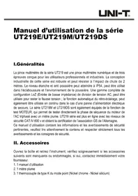 Notice Uni-T UT219M équipements de mesure