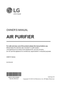 Notice LG PURICARE AS601HWV0 Purificateur d'air