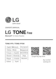 Notice LG TONE FREE TONE-FP5 Bouchon d'oreille